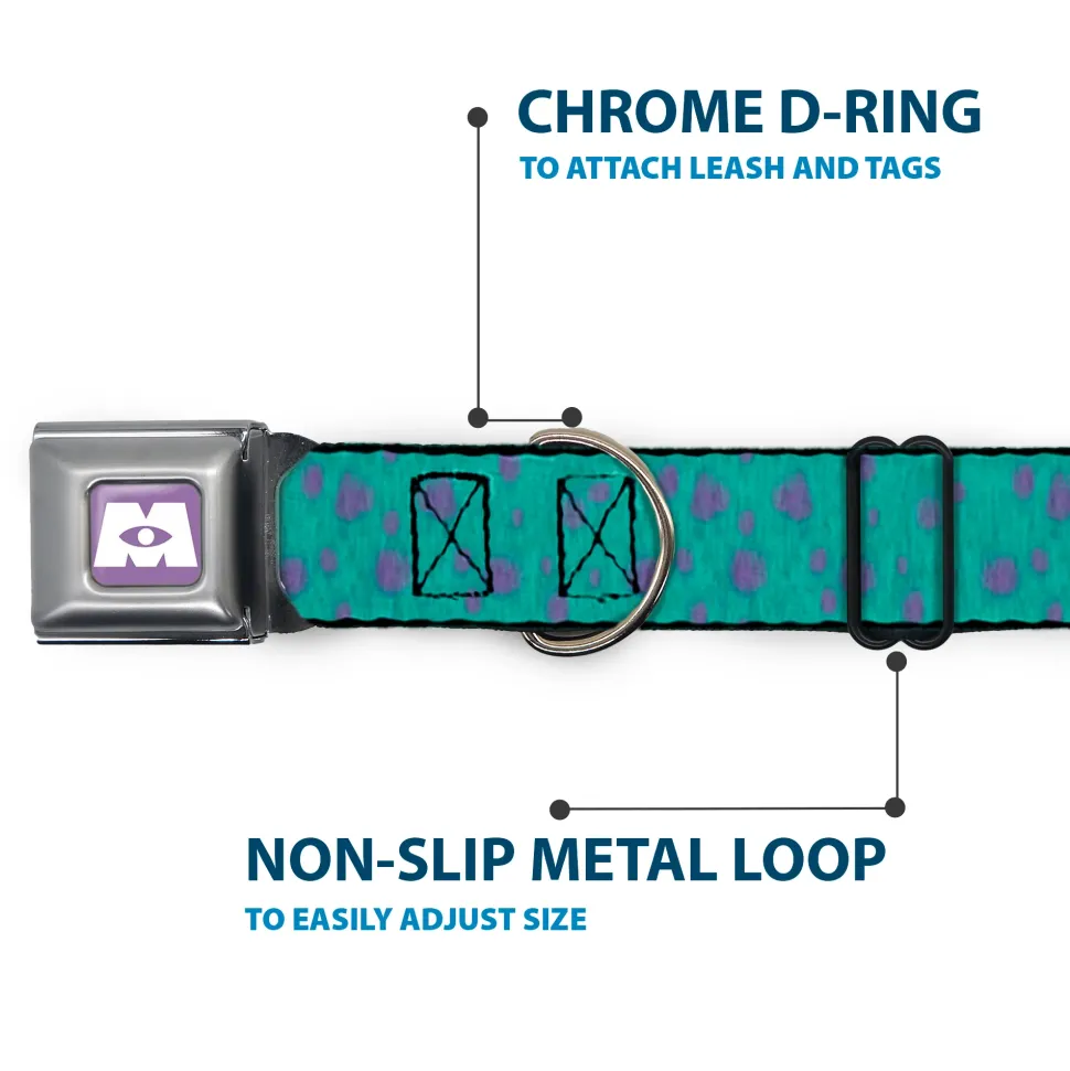 Monsters Inc. Icon Full Color Purple/White Seatbelt Buckle Collar - Monsters Inc. Sulley Bounding Spots Blue/Purple