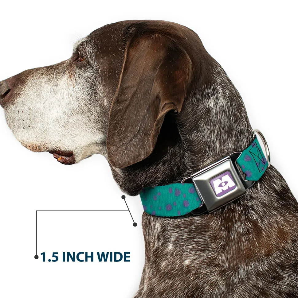 Monsters Inc. Icon Full Color Purple/White Seatbelt Buckle Collar - Monsters Inc. Sulley Bounding Spots Blue/Purple