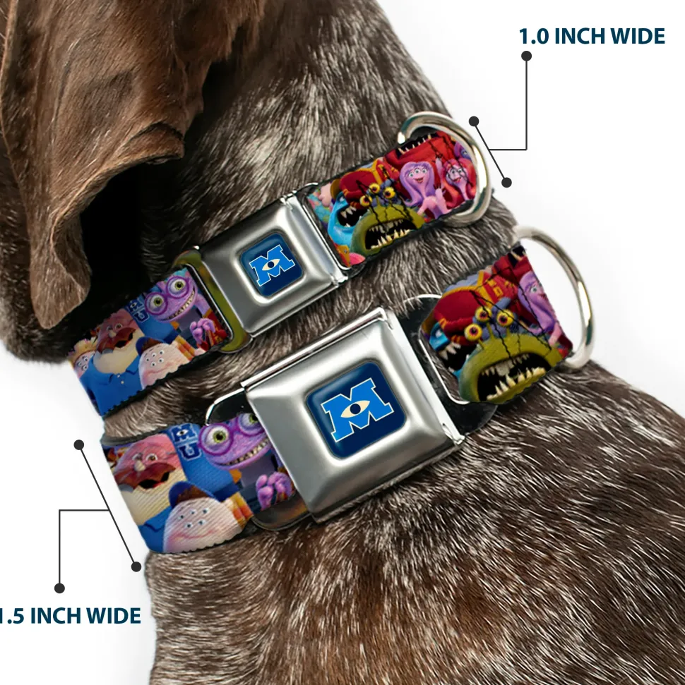 Monsters University Logo Full Color Blue White Seatbelt Buckle Collar - Monsters University Monsters Stacked