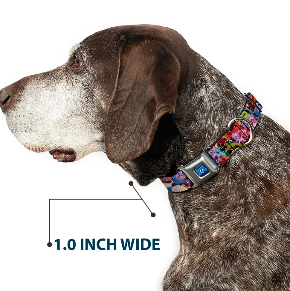 Monsters University Logo Full Color Blue White Seatbelt Buckle Collar - Monsters University Monsters Stacked