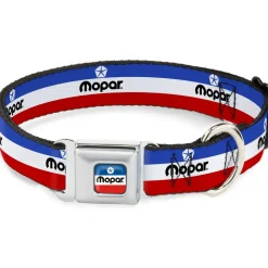 MOPAR Chrysler Logo Full Color White/Blue/Red/Black Seatbelt Buckle Collar - MOPAR Logo/Stripe Blue/White/Red