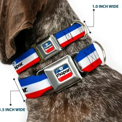 MOPAR Chrysler Logo Full Color White/Blue/Red/Black Seatbelt Buckle Collar - MOPAR Logo/Stripe Blue/White/Red