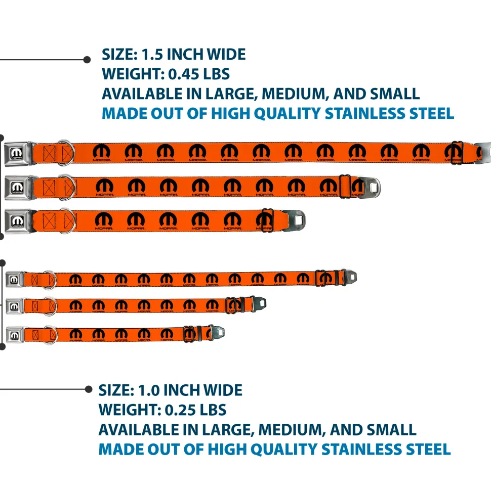 MOPAR Logo Full Color Black/White Seatbelt Buckle Collar - MOPAR Logo Repeat Orange/Black