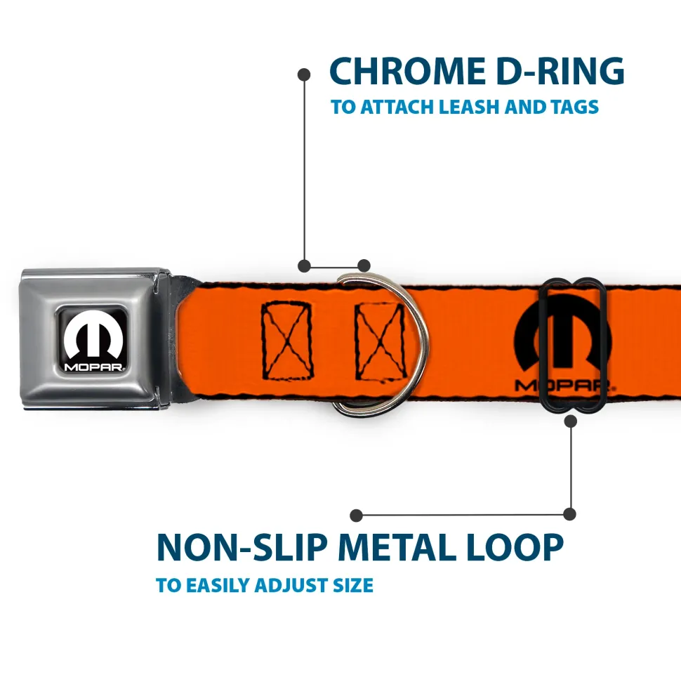 MOPAR Logo Full Color Black/White Seatbelt Buckle Collar - MOPAR Logo Repeat Orange/Black