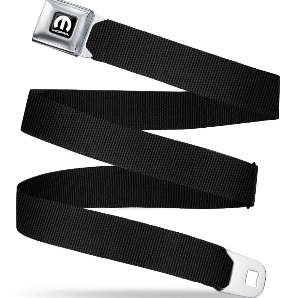 MOPAR Logo Full Color Black/White Seatbelt Belt - Black Webbing