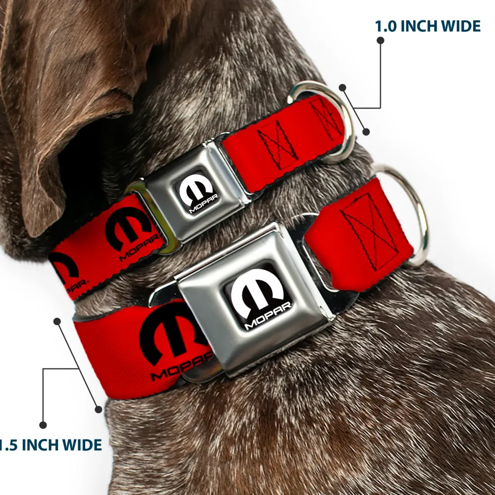MOPAR Logo Full Color Black/White Seatbelt Buckle Collar - MOPAR Logo Repeat Red/Black