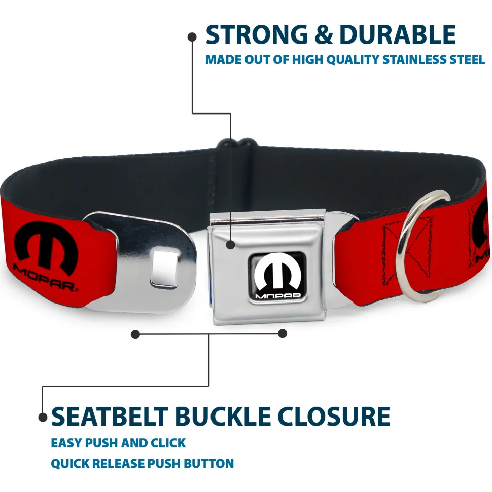 MOPAR Logo Full Color Black/White Seatbelt Buckle Collar - MOPAR Logo Repeat Red/Black