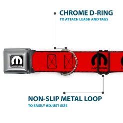 MOPAR Logo Full Color Black/White Seatbelt Buckle Collar - MOPAR Logo Repeat Red/Black