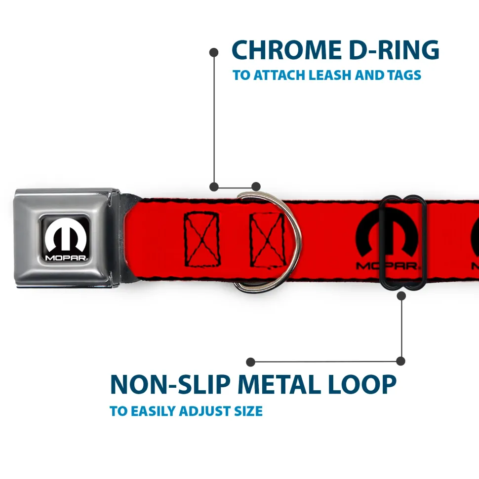 MOPAR Logo Full Color Black/White Seatbelt Buckle Collar - MOPAR Logo Repeat Red/Black