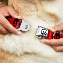 MOPAR Logo Full Color Black/White Seatbelt Buckle Collar - MOPAR Logo Repeat Red/Black