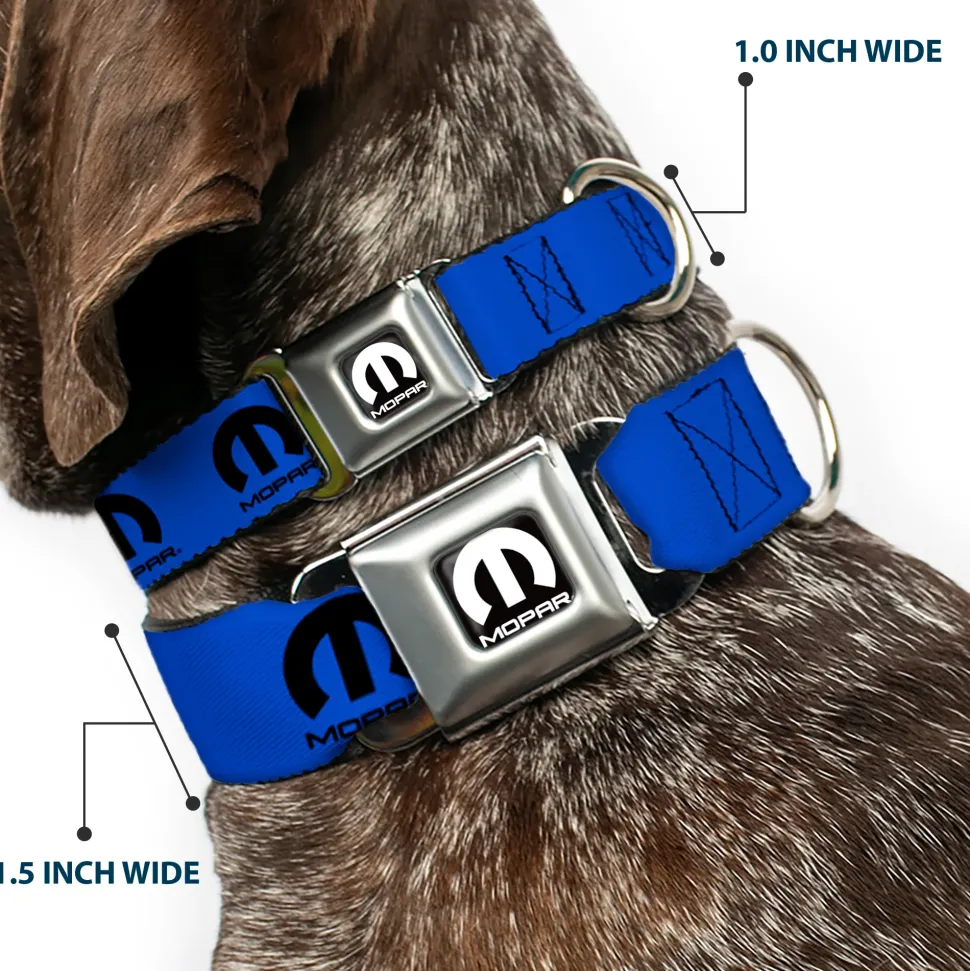 MOPAR Logo Full Color Black/White Seatbelt Buckle Collar - MOPAR Logo Repeat Blue/Black