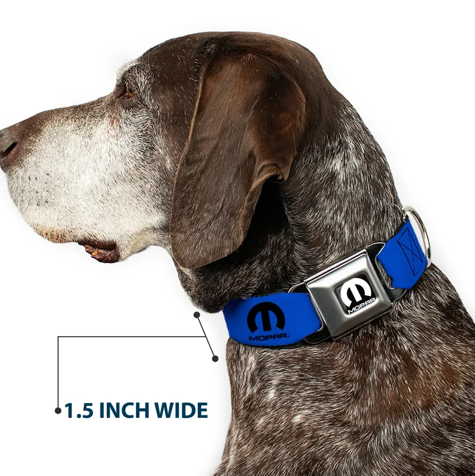 MOPAR Logo Full Color Black/White Seatbelt Buckle Collar - MOPAR Logo Repeat Blue/Black