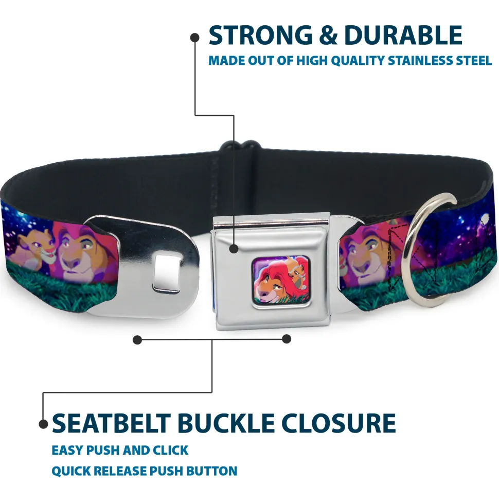 Mufasa & Simba Full Color Seatbelt Buckle Collar - Mufasa & Simba Night Poses