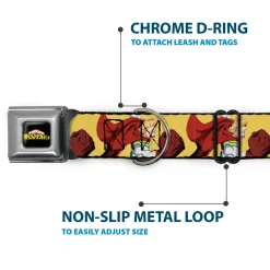 MY HERO ACADEMIA Title Logo Full Color Black Seatbelt Buckle Collar - My Hero Academia Mirio Togata Upper Cut Pose Yellow