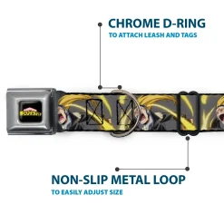 MY HERO ACADEMIA Title Logo Full Color Black Seatbelt Buckle Collar - My Hero Academia Hizashi Yamada Present Mic Screaming Pose Gray