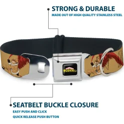 MY HERO ACADEMIA Title Logo Full Color Black Seatbelt Buckle Collar - My Hero Academia Keigo Takami Hawks Action Pose Orange