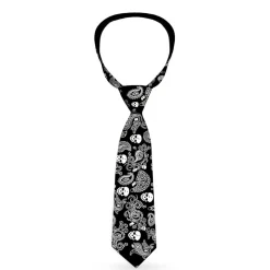 Necktie Standard - Bandana/Skulls Black/White