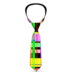 Necktie Standard - Plaid Black/Multi Neon