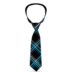 Necktie Standard - Plaid Black/Turquoise/Gray