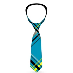 Necktie Standard - Plaid Turquoise/Yellow/Black/Gray