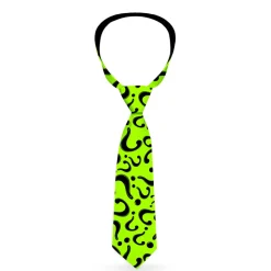 Necktie Standard - Riddler "?" Scattered Lime Green Black
