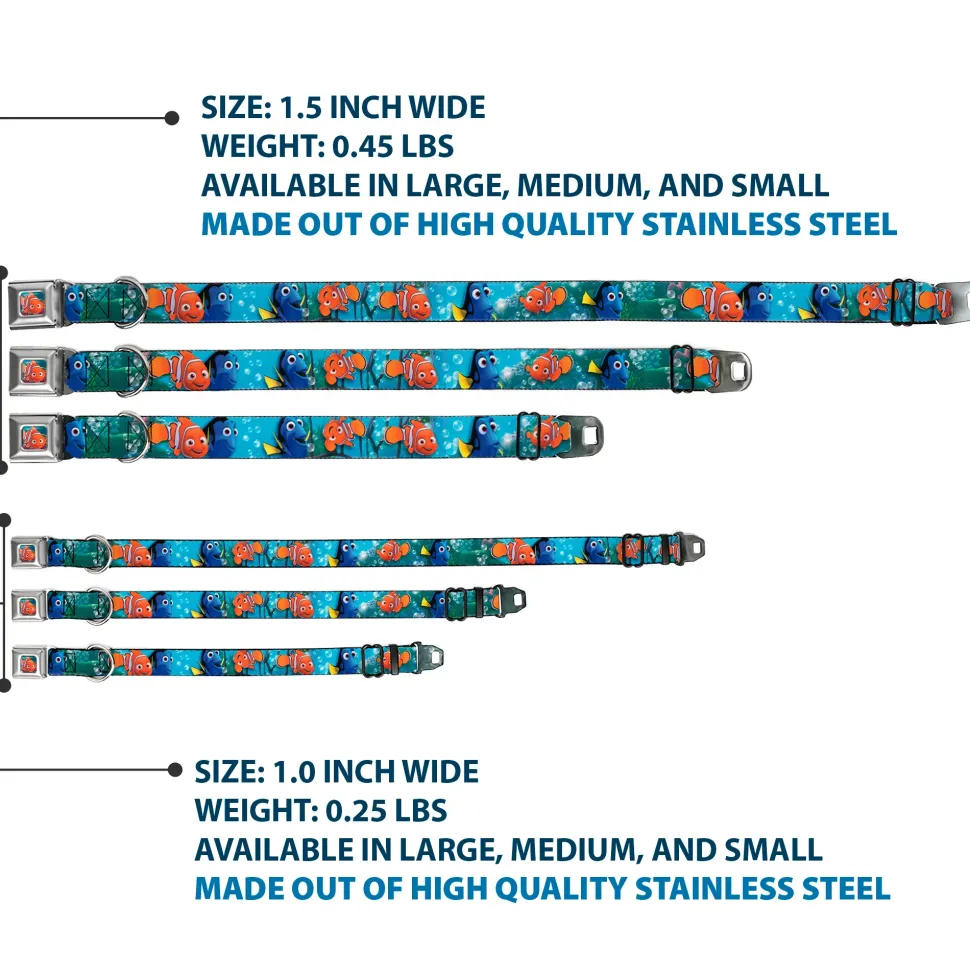 Nemo Smiling Full Color Seatbelt Buckle Collar - Nemo & Dory Poses