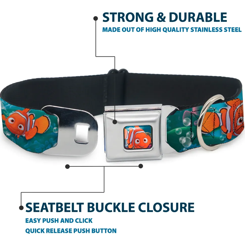 Nemo Smiling Full Color Seatbelt Buckle Collar - Nemo & Dory Poses