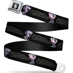 Newt Scamander NS Monogram Full Color Black/White Seatbelt Belt - FANTASTIC BEASTS THE CRIMES OF GRINDELWALD 2-Character Bust Silhouettes Black/Golds Webbing