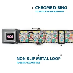 Nick 90'S Icon Black/Blue/Pink Seatbelt Buckle Collar - Nick 90's Rewind 8-Character Mash Up Collage White