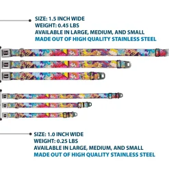 Nick 90'S Icon Black/Blue/Pink Seatbelt Buckle Collar - Nick 90's Rewind 7-Character/4-Logo Collage