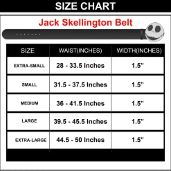 Nightmare Before Christmas Jack Face Crystal Rhinestone Cast Buckle - Black PU Strap Belt