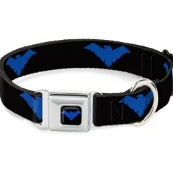 Nightwing Logo Full Color Black Blue Seatbelt Buckle Collar - Nightwing Logo Black/Blue