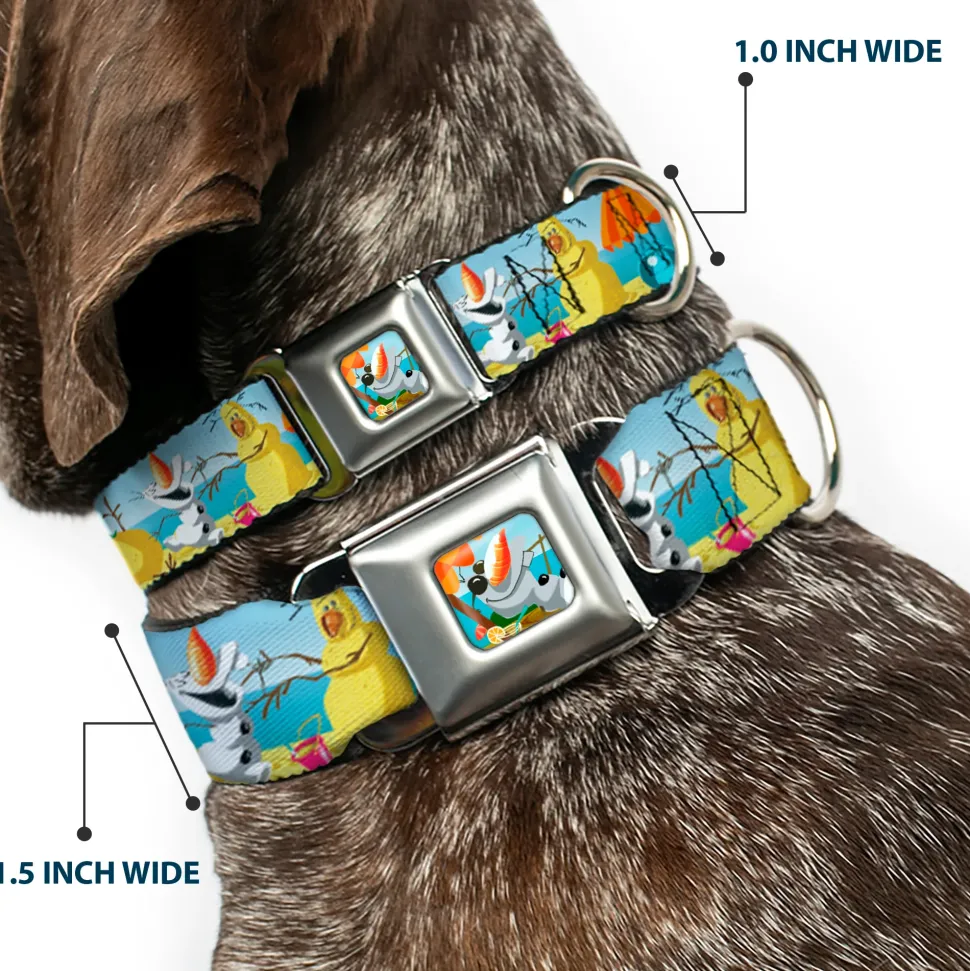 Olaf Tanning Pose Full Color Seatbelt Buckle Collar - Olaf Summertime Beach Scenes