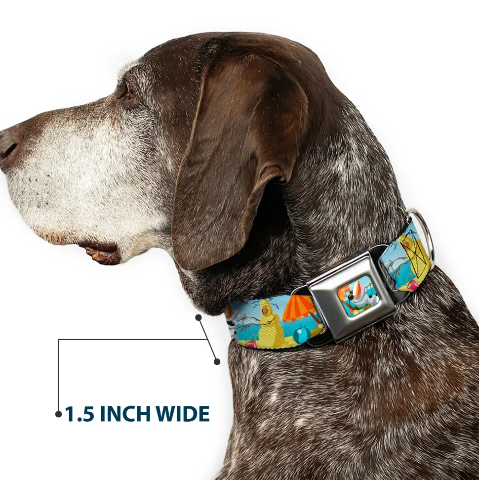Olaf Tanning Pose Full Color Seatbelt Buckle Collar - Olaf Summertime Beach Scenes