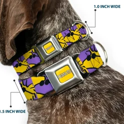 PEANUTS Title Logo Full Color Yellow/White Seatbelt Buckle Collar - Peanuts Woodstock Shades Pose Blocks Blue/Yellow/Black