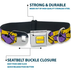 PEANUTS Title Logo Full Color Yellow/White Seatbelt Buckle Collar - Peanuts Woodstock Shades Pose Blocks Blue/Yellow/Black