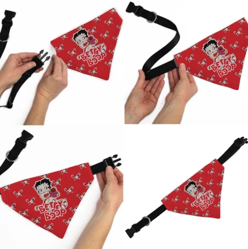 Pet Bandana - Bandana BETTY BOOP Holiday Gift Pose and Santa Betty Winking Icon Red