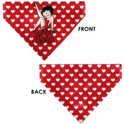 Pet Bandana - Bandana BETTY BOOP Seated Leg Kick Pose and Text Hearts Red/White