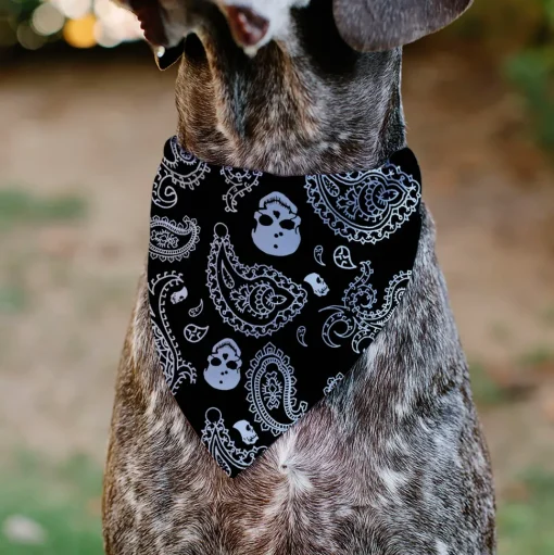 Pet Bandana - Bandana/Skulls Black/White