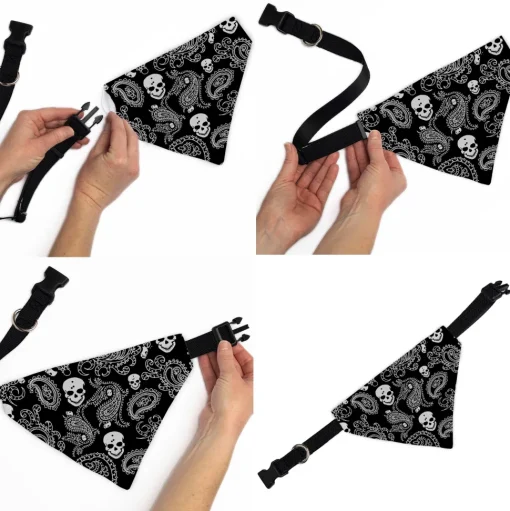Pet Bandana - Bandana/Skulls Black/White