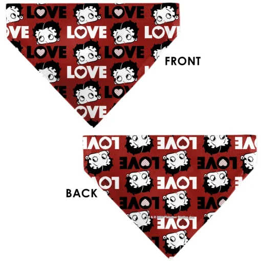 Pet Bandana - Betty Boop LOVE Text and Face Red/Black/White