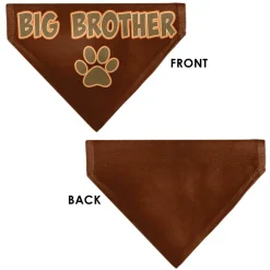 Pet Bandana - BIG BROTHER Text and Paw Browns
