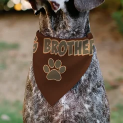 Pet Bandana - BIG BROTHER Text and Paw Browns