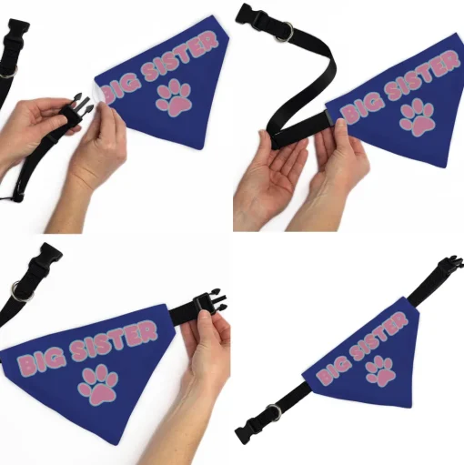 Pet Bandana - BIG SISTER Text and Paw Blues/Lavender
