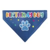 Pet Bandana - BIRTHDAY BOY Text Paw and Confetti Blue/Multi Color