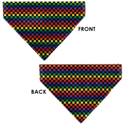 Pet Bandana - Checker Black/Rainbow Multi Color