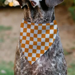 Pet Bandana - Checker White/TN Orange