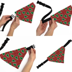 Pet Bandana - Christmas Trees/Stars Red/White/Green