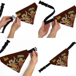 Pet Bandana - COCOA PEBBLES Fred Flintstone and Barney Rubble Cereal Box Print and Vivid Cereal Brown