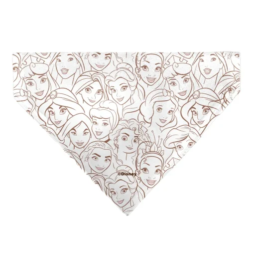 Pet Bandana - Disney Princess Faces Stacked White/Brown